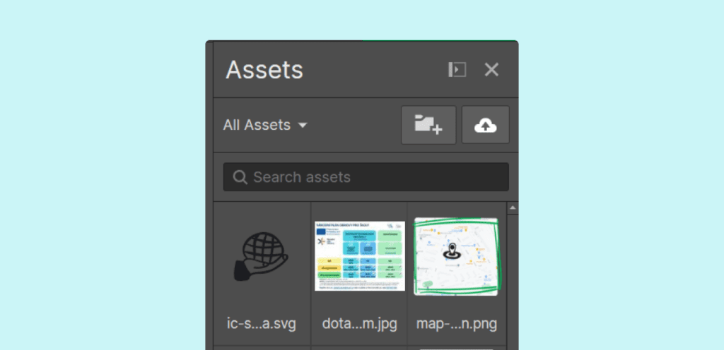 Preview of Webflow Assets manager in project built on Webflow – msslezska.cz
