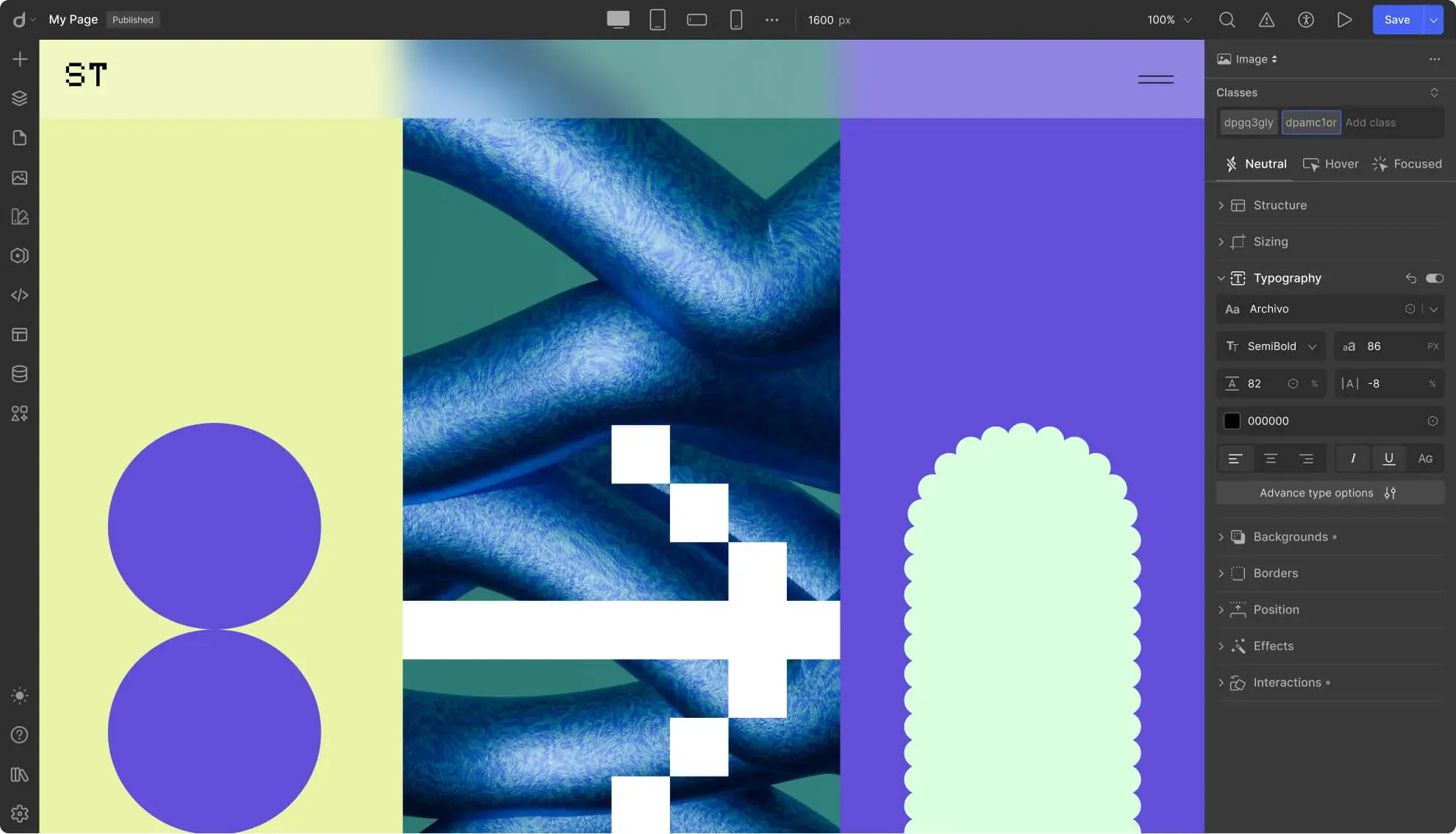 UI of Droip Wordpress Page Builder