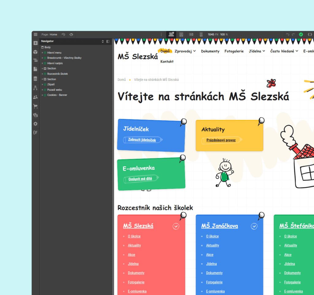 Custom Webflow project with a look in designer incl. Navigator.