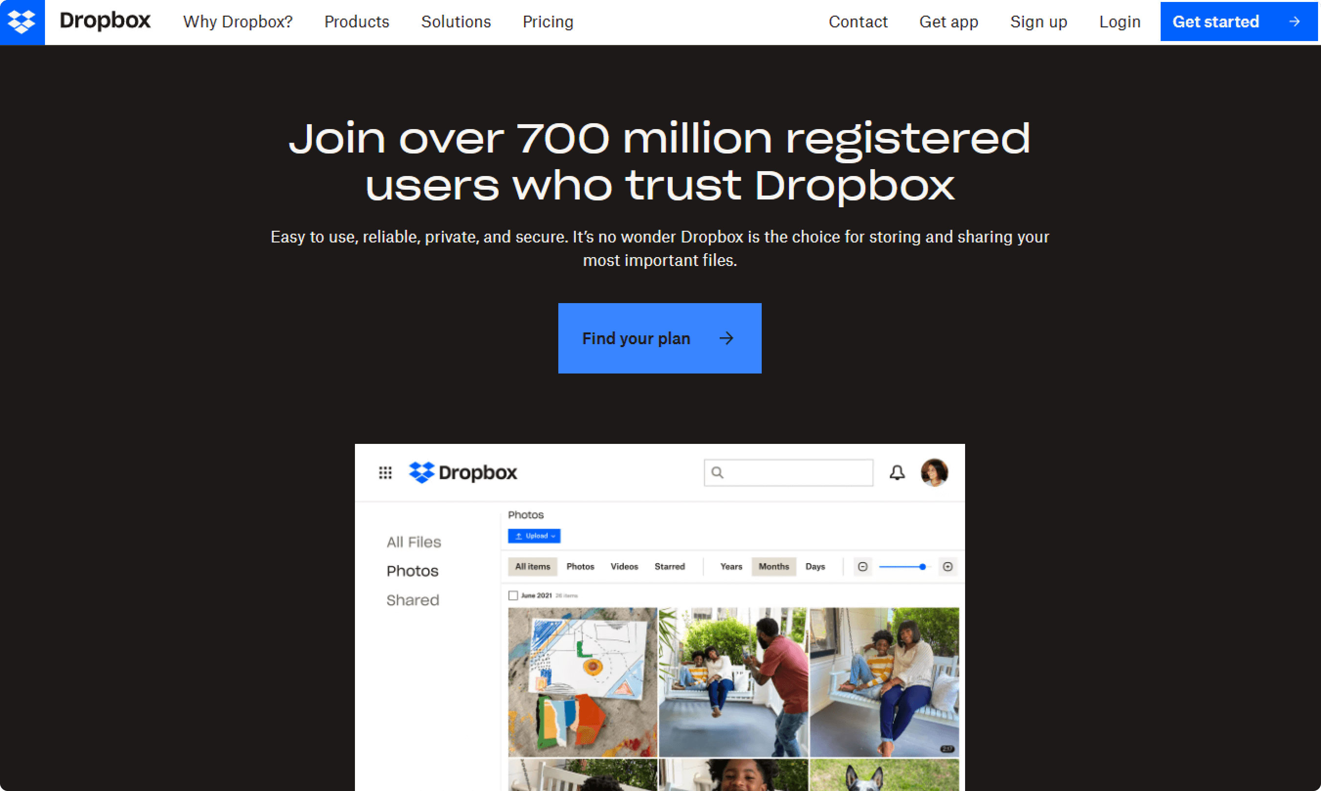 Dropbox Homepage - Very tasty and accessible.