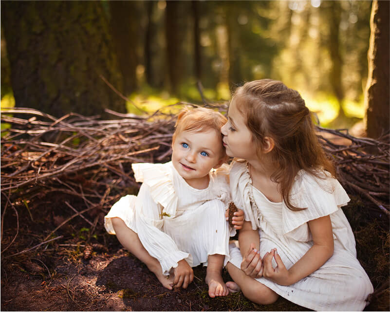 Petr’s daughters playing in the forest